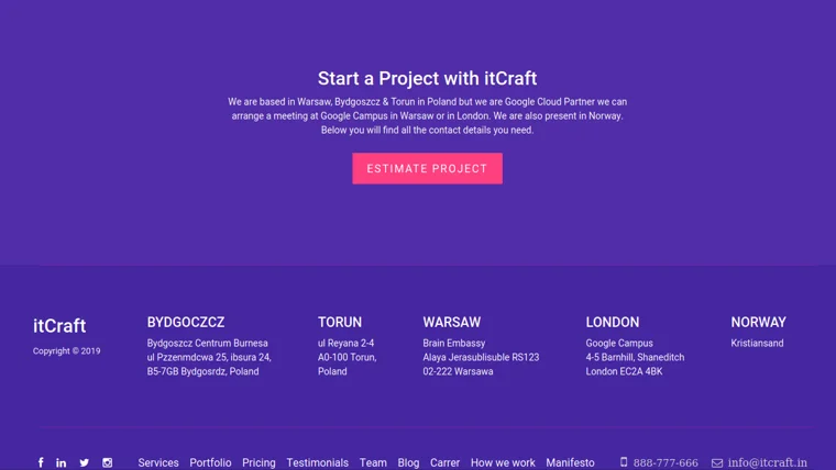 Bootstrap 4 Footer Template