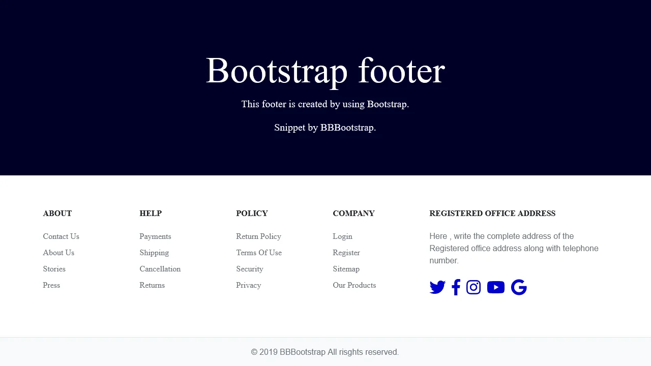 Bootstrap 4 Website Footer