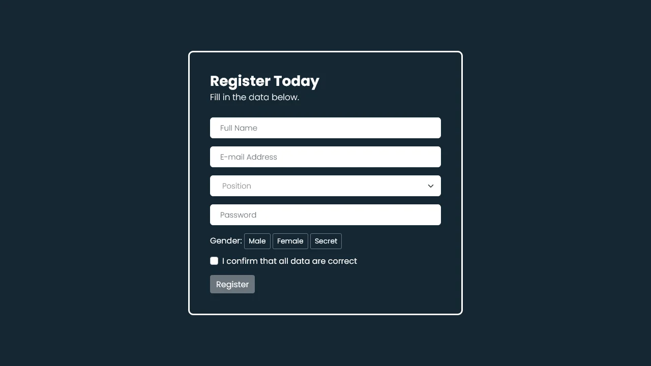 Registration Form. Bootstrap 5 Validation
