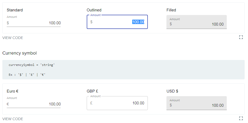 Currency textfield for React Material UI