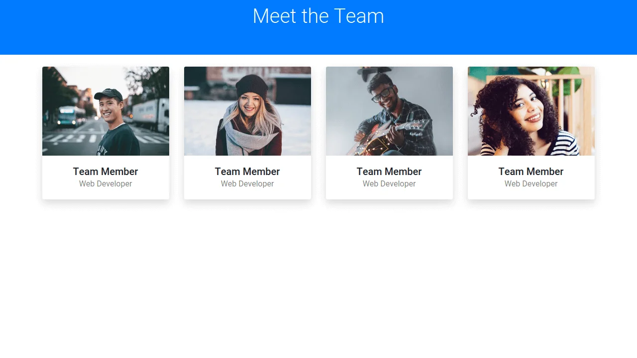 Bootstrap 4 About and Team Section