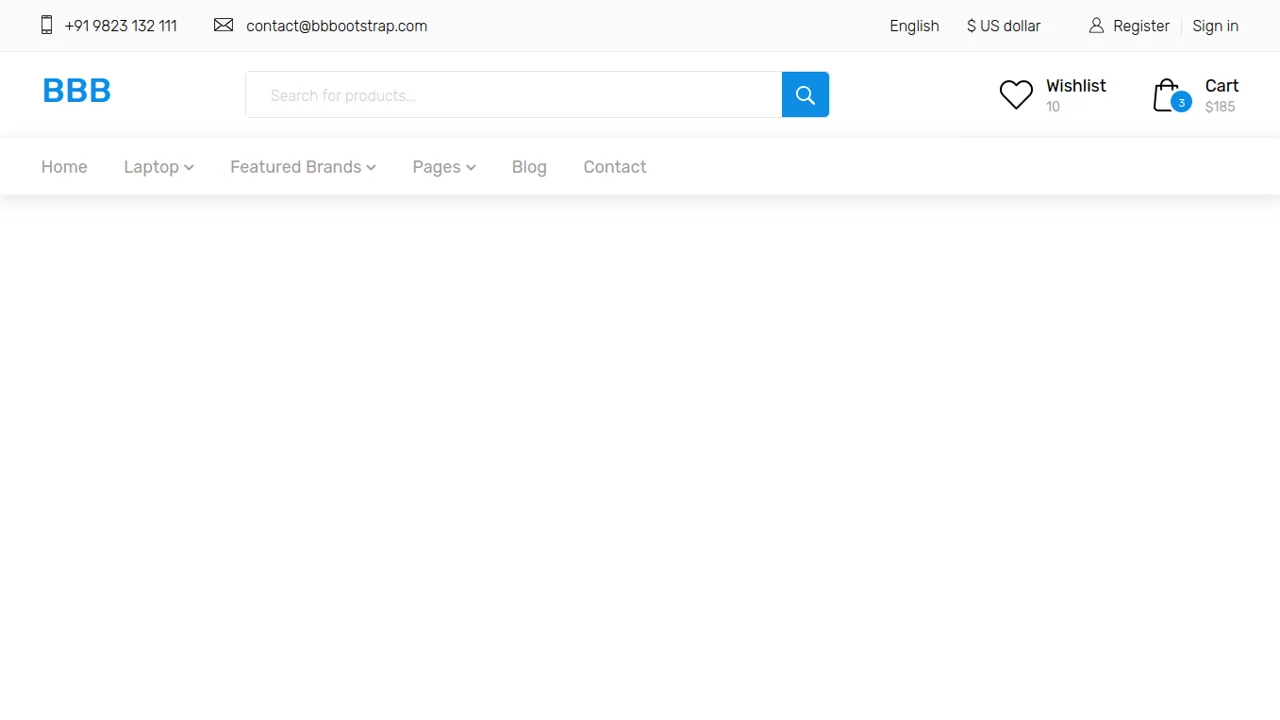 Bootstrap 4 E-Commerce Menu Header Using HTML/CSS