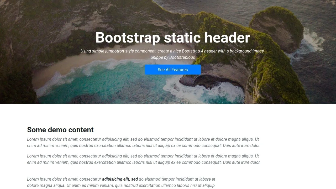 Bootstrap Static Header