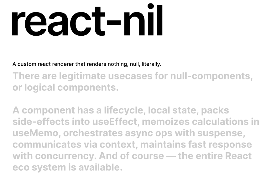 A custom react null renderer