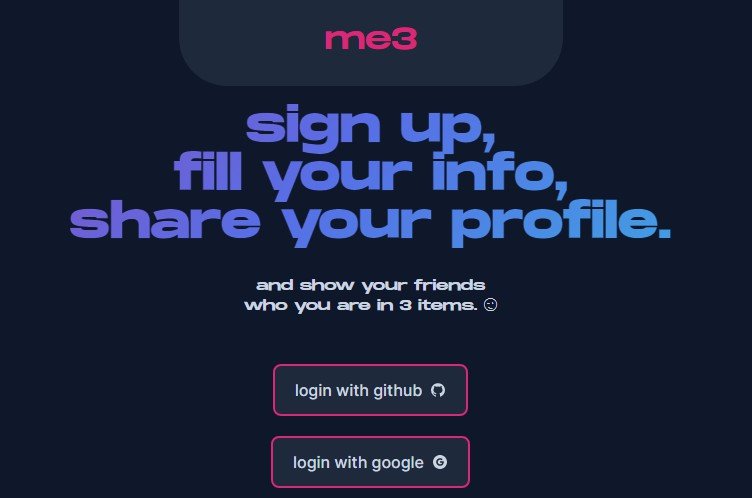 Describe yourself in 3 things and share with your friends. Built with Next.js, Tailwind