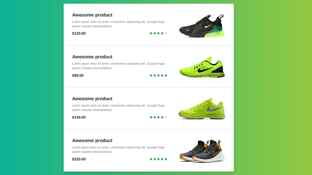 Bootstrap Products List