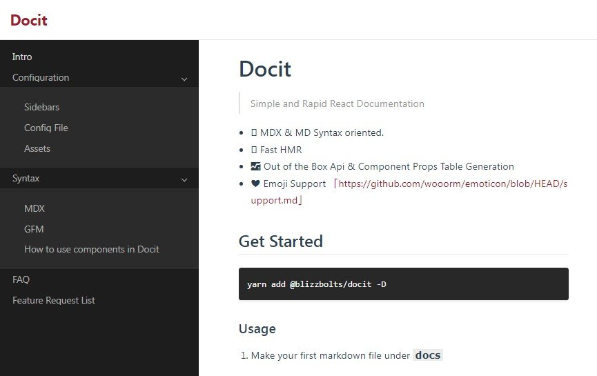Docit: A Simple and Rapid React Documentation