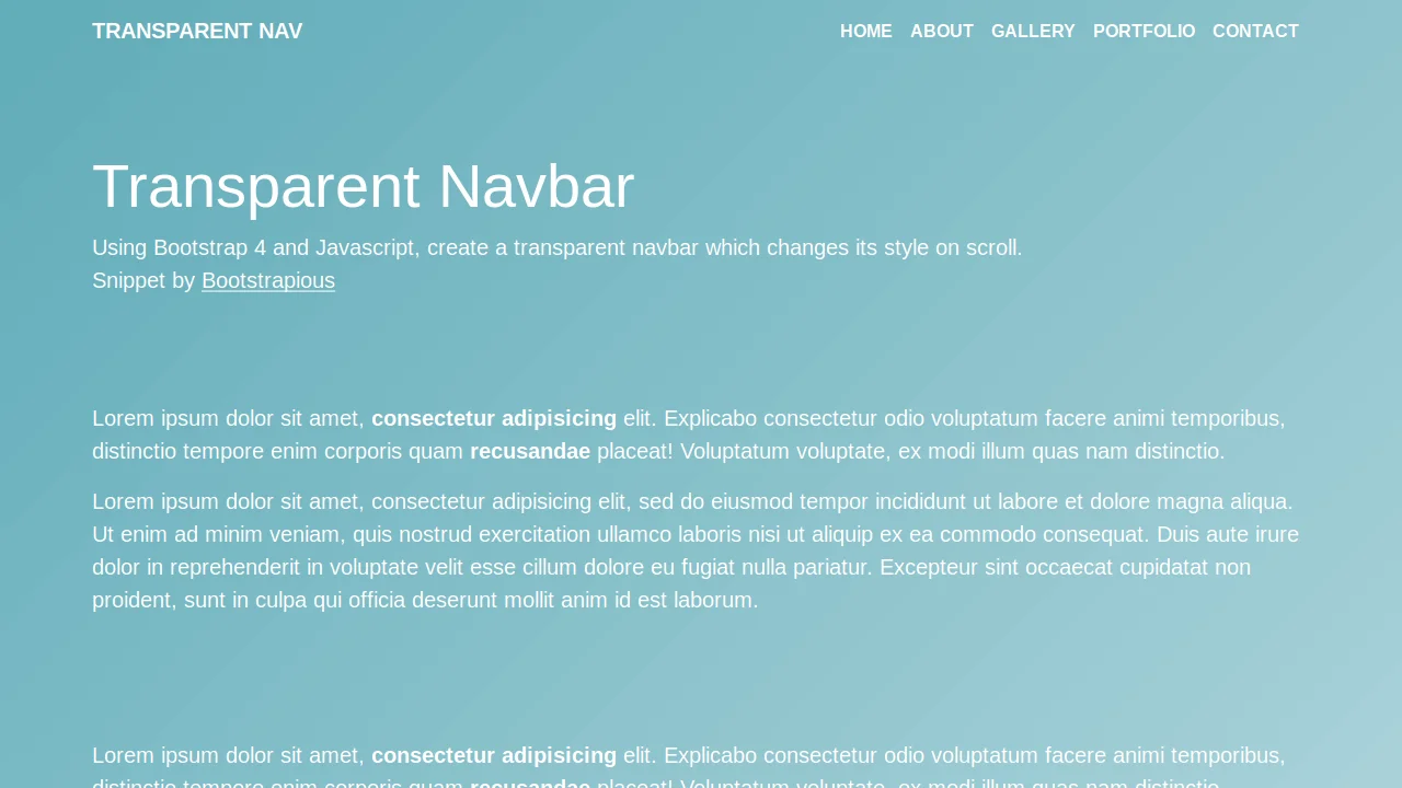 Bootstrap Transparent Navbar