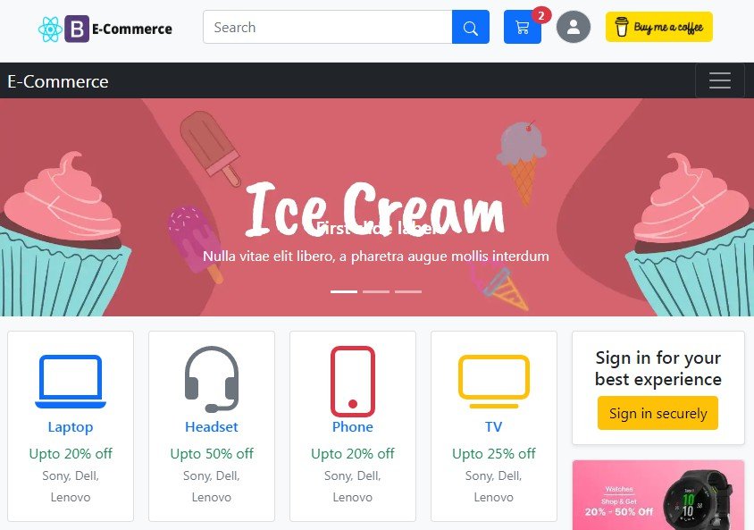 E-Commerce Template Built with React JS, Bootstrap 5