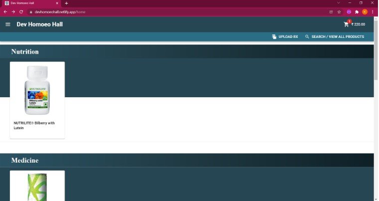 E-commerce WebSite for a medical store Dev Homoeo Hall