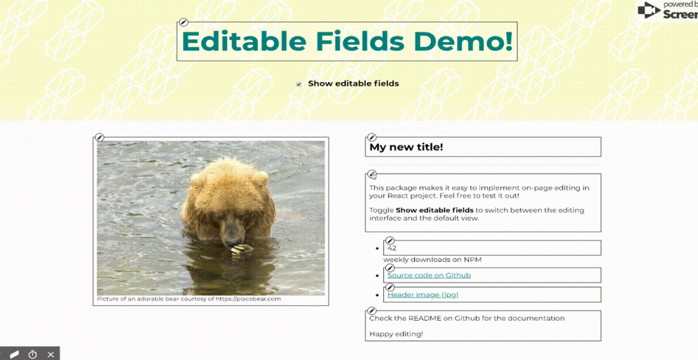 Editable field components for inline editing with react
