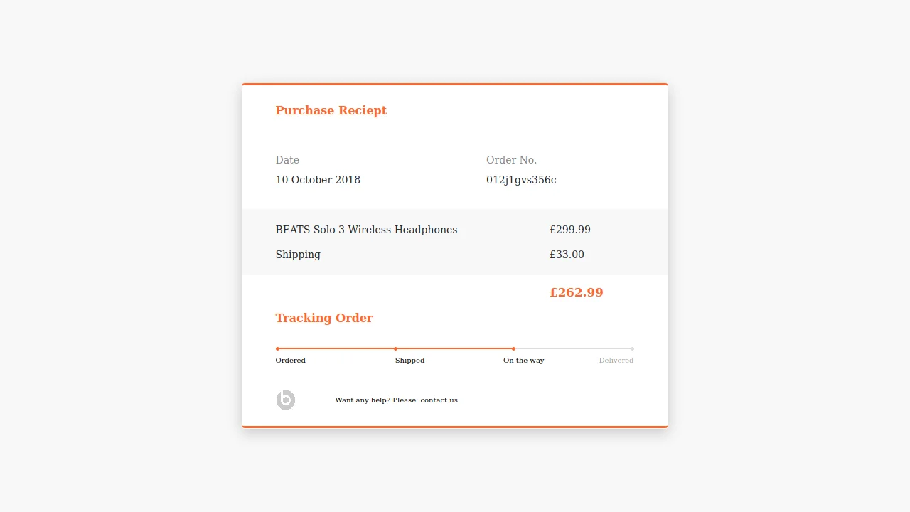 Bootstrap 4 Tracking Order Purchase Reciept with Progress