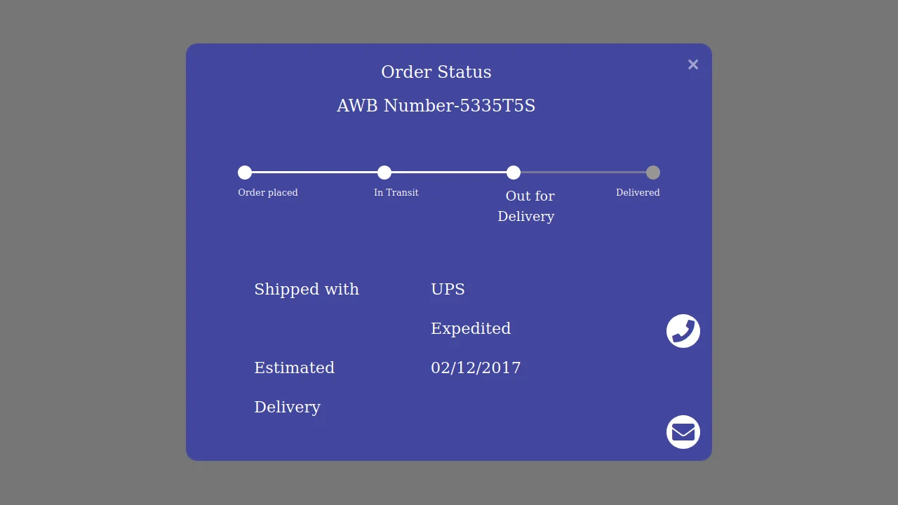 Bootstrap 4 Track Your Order with Progress Bar Modal