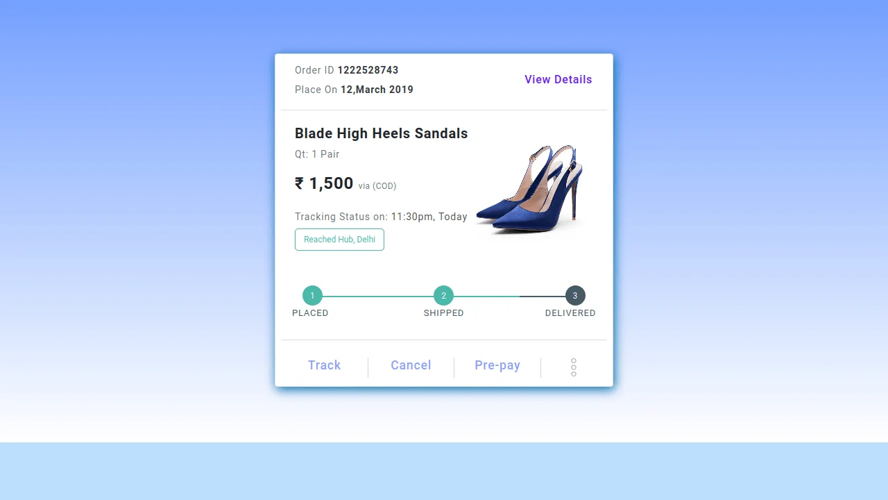 Bootstrap 4 Order Tracking Details with Progress Bar