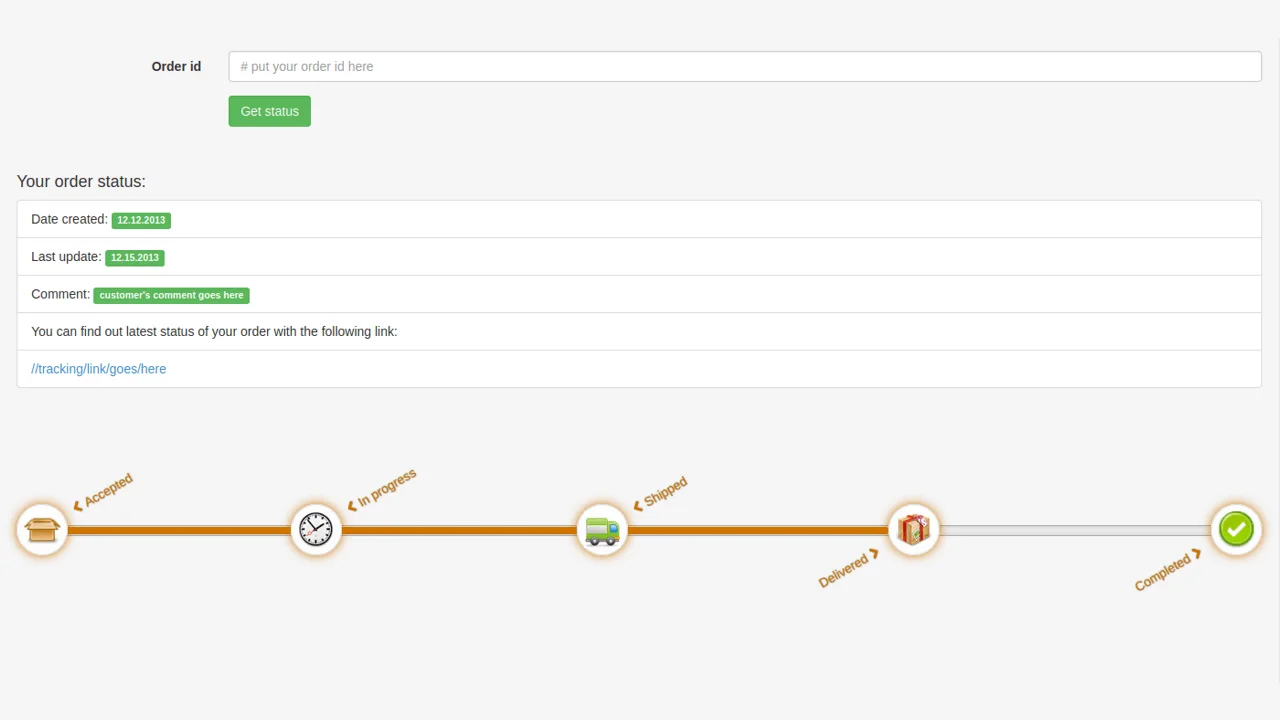 Bootstrap Shopping Order Status