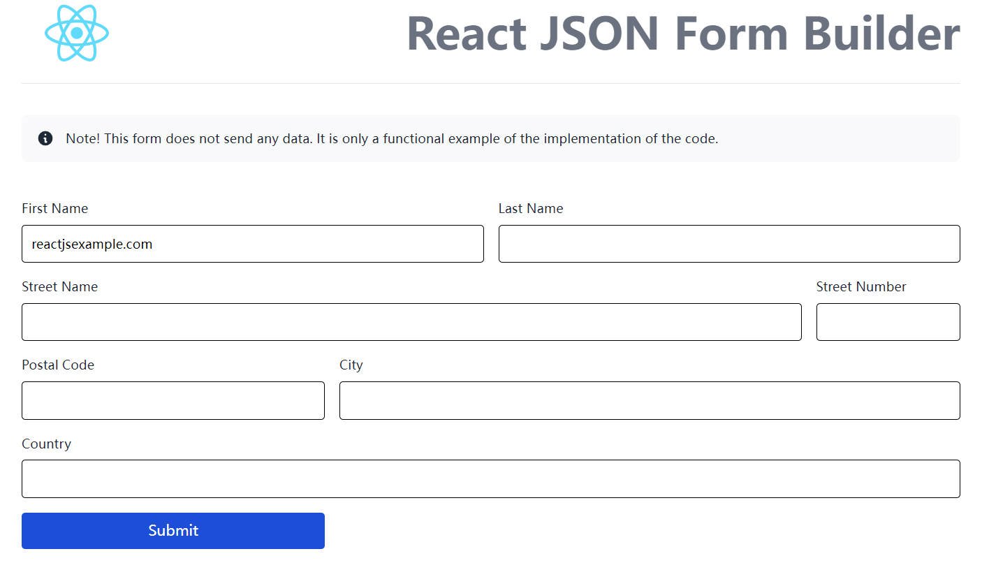 Example for a lightweight React JSON Form Builder