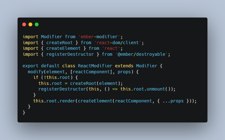 Example of invoking React components from an Ember app