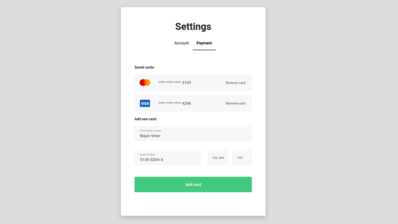 Bootstrap 4 Credit Card Payment Form Template