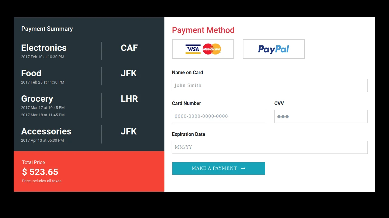 Bootstrap 4 Payment Form