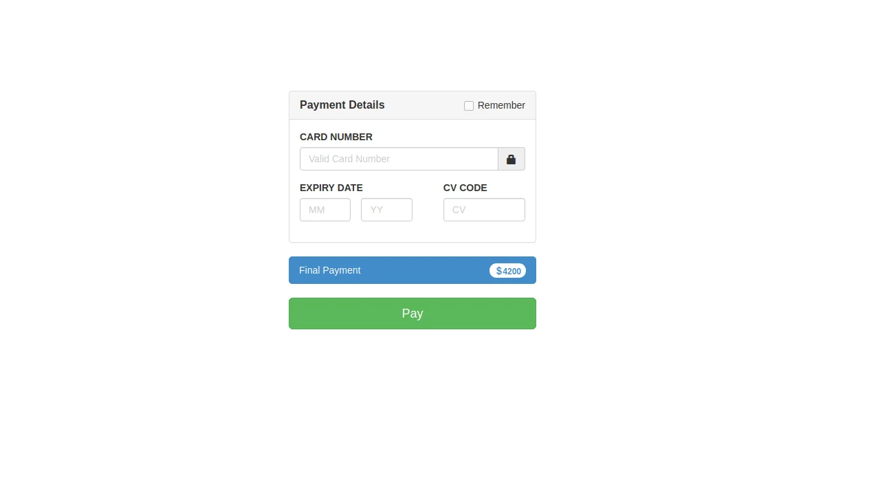 Bootstrap Payment Interface