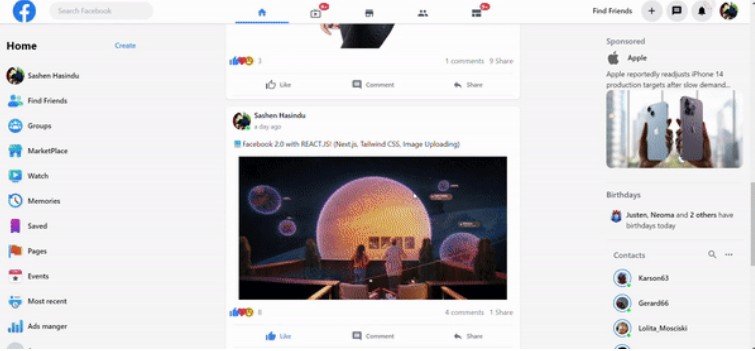 Facebook 2.0 with REACT.JS and Tailwind CSS, Image Uploading, Facebook Authentication