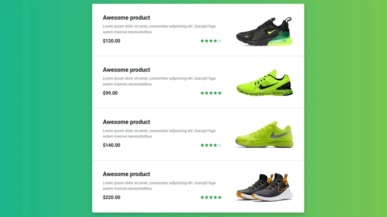 Bootstrap Products List