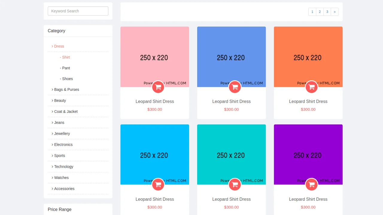 Bootstrap Shop Product List