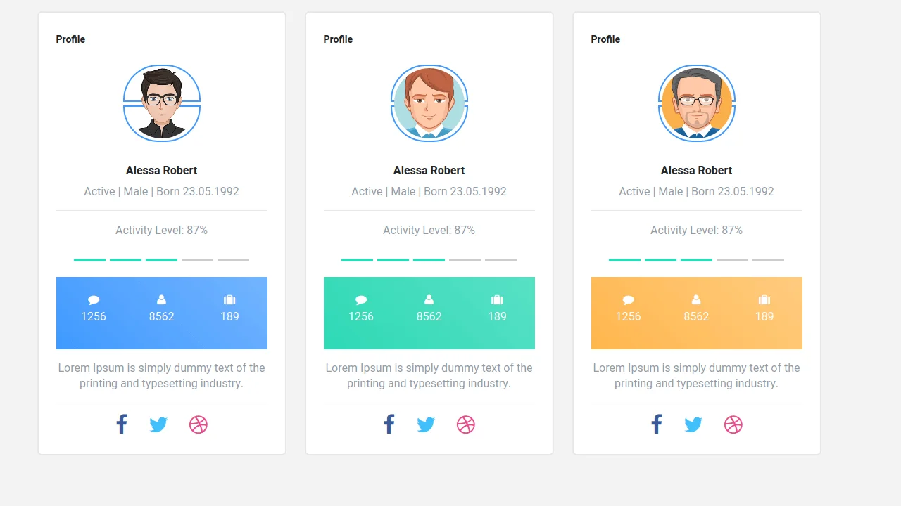 Collection of free Bootstrap user profile code examples