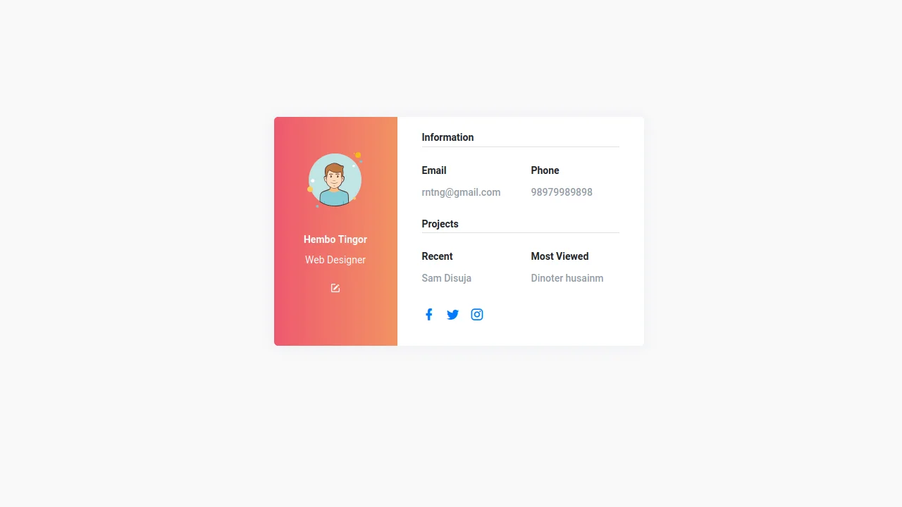 Bootstrap 4 Social Profile