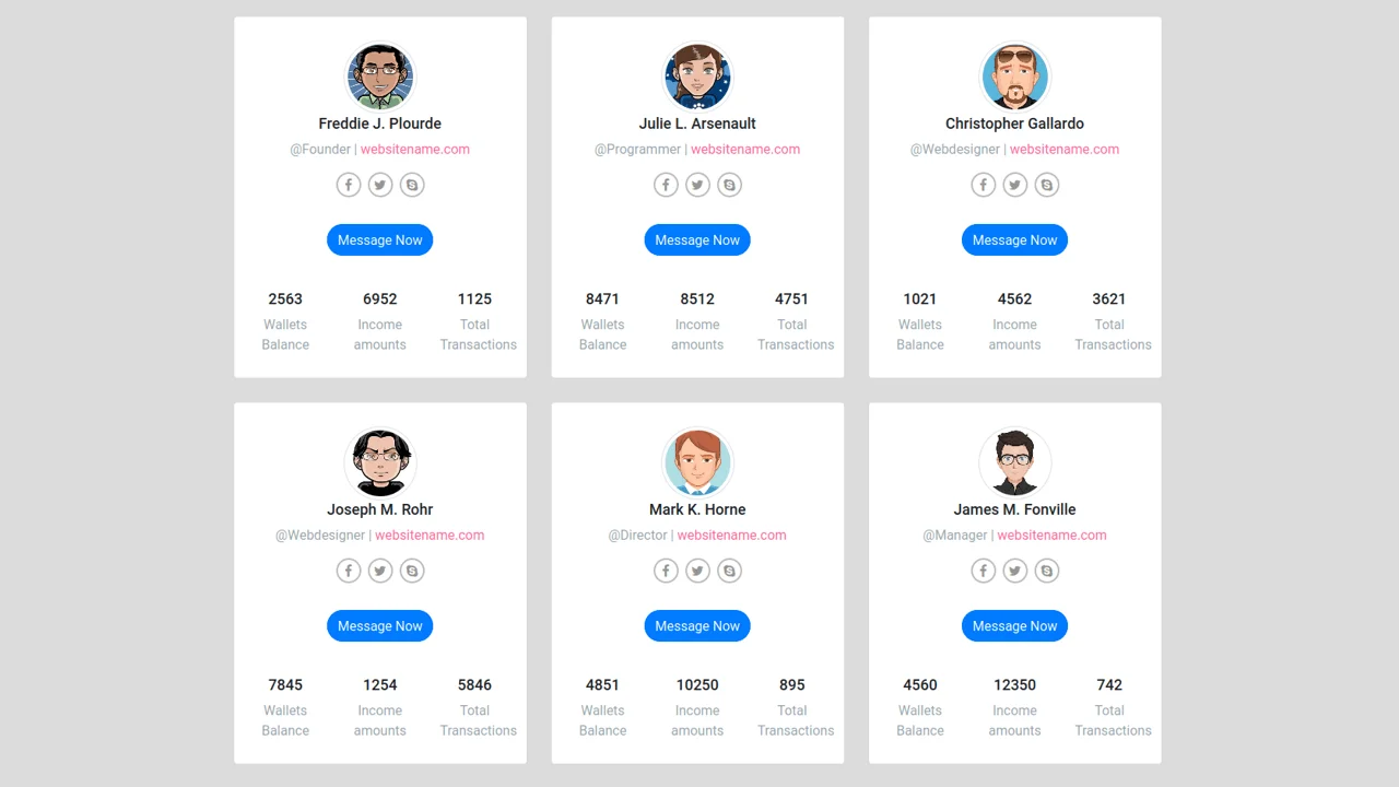 Bootstrap Profile Contacts