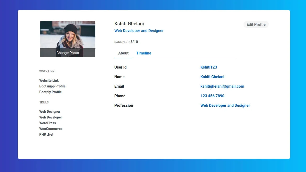 Bootstrap Profile Page Design