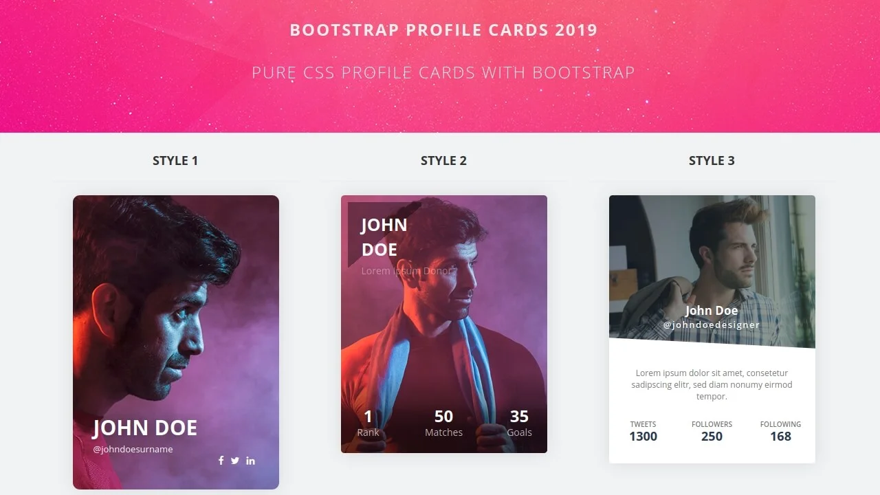 Bootstrap Profile Cards