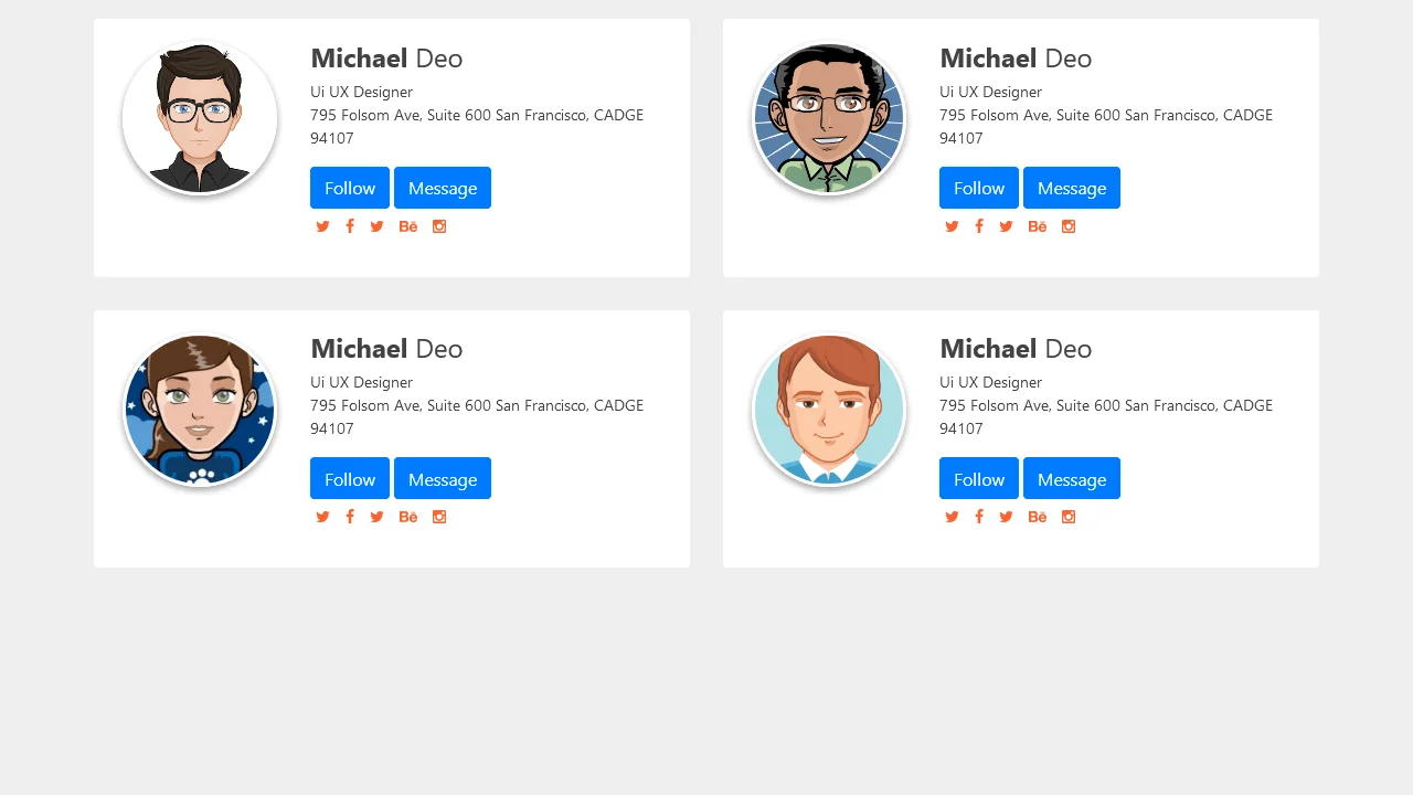 Bootstrap Profile Header Card