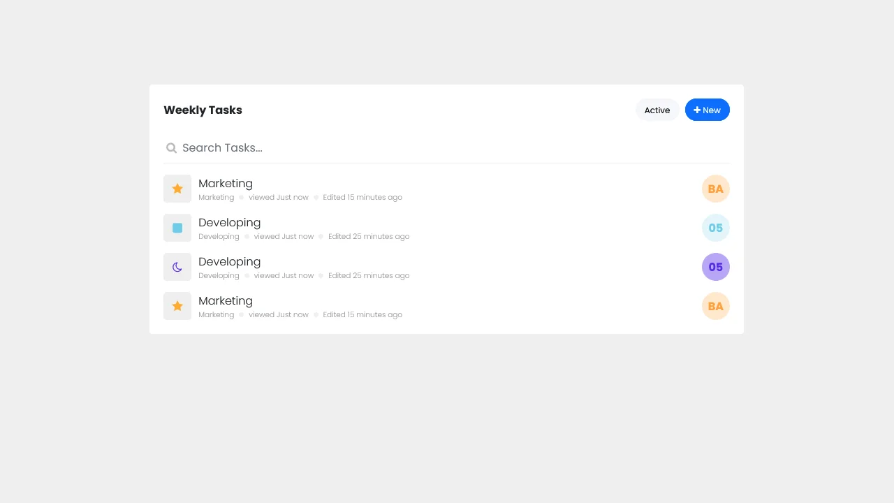 Bootstrap 5 Task List with Search