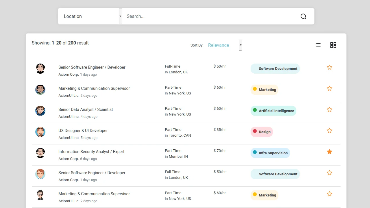 Bootstrap General Search Results