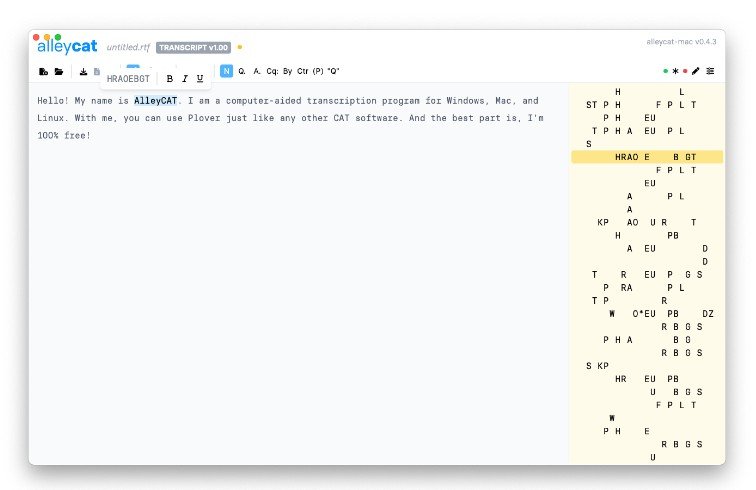 Free computer-aided transcription system for stenographers