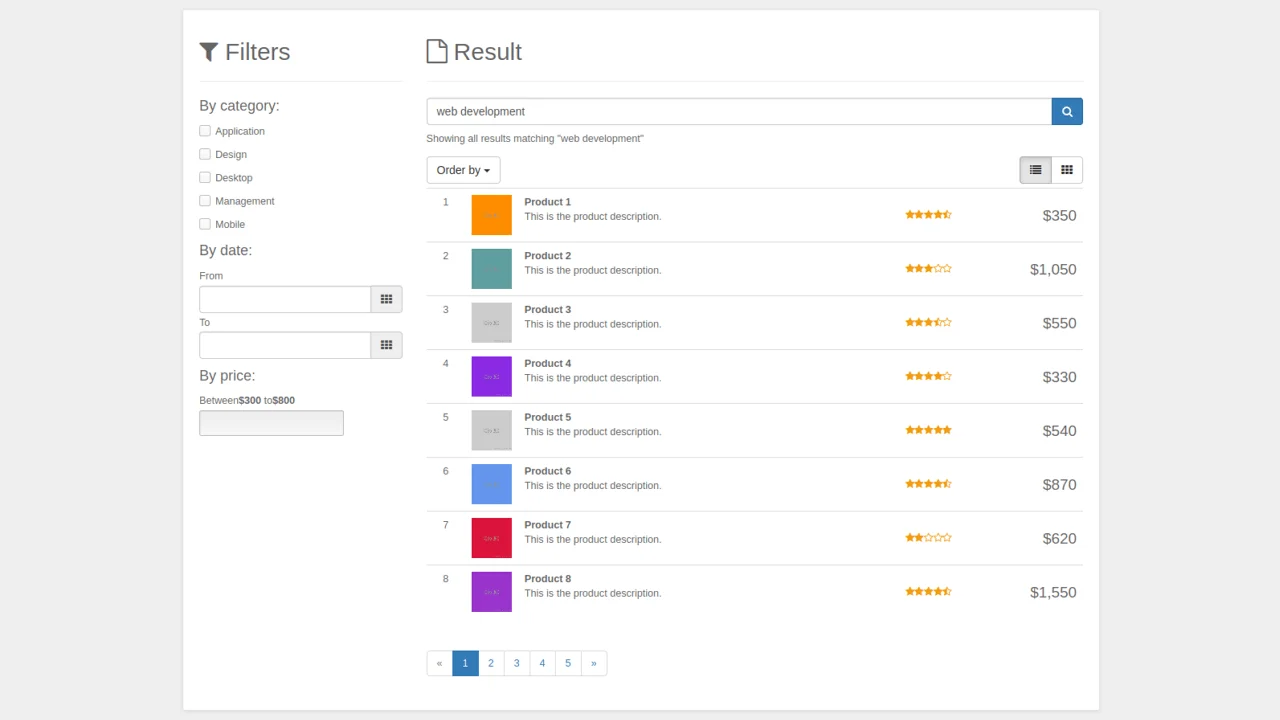 Filter Search Result Page