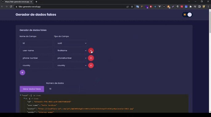 Free Resources for Generating Realistic Fake Data, built with react.js