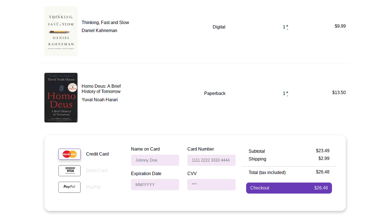 Bootstrap 4 Shopping Cart