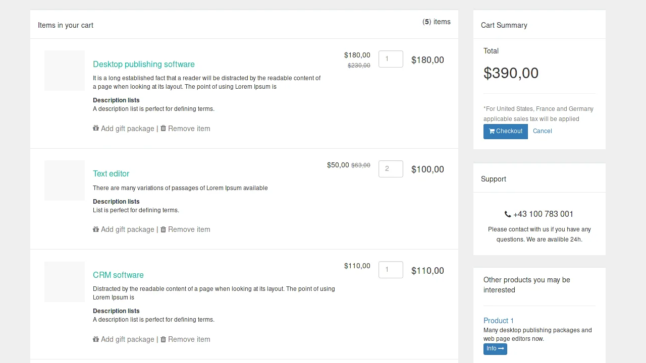Bootstrap Shopping Cart Checkout