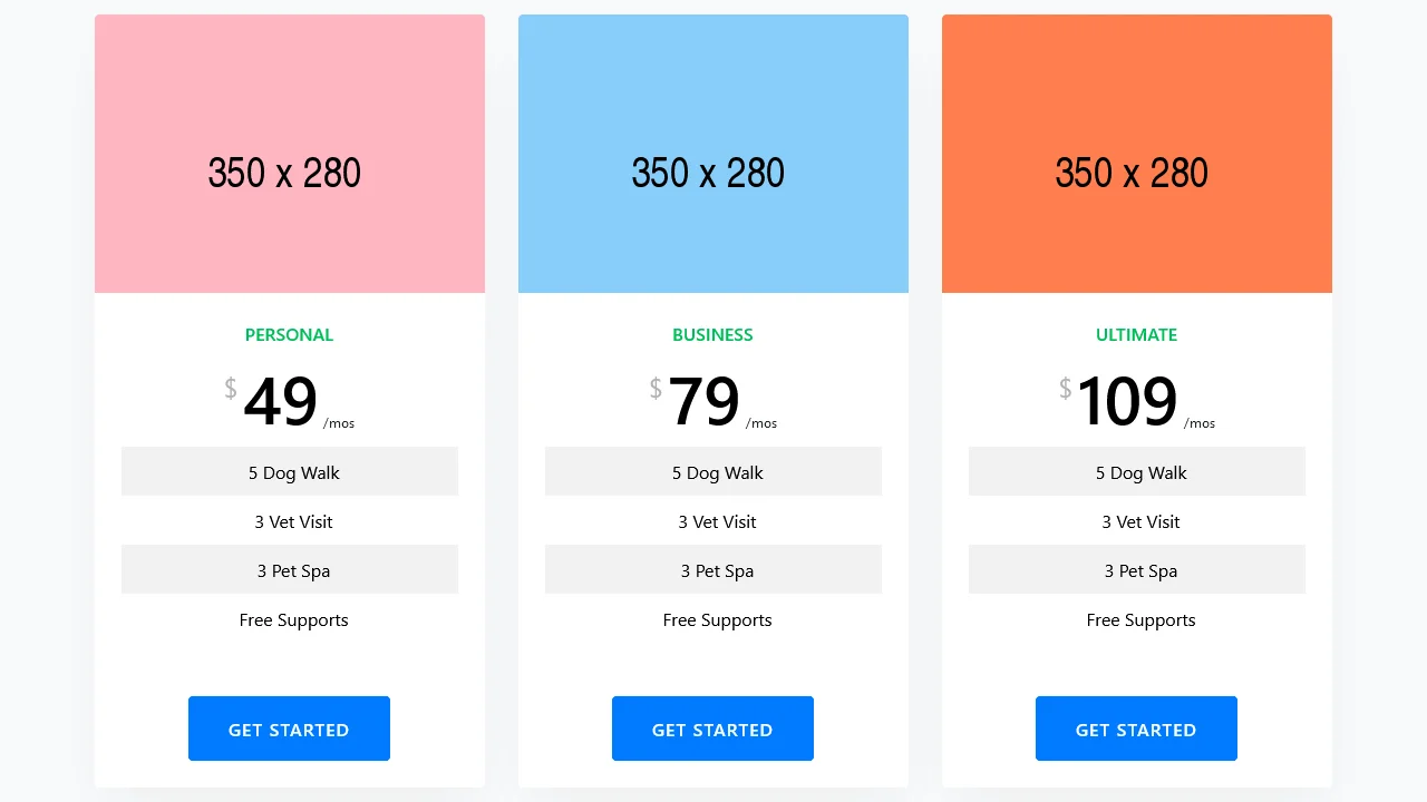 Pricing Table with Images