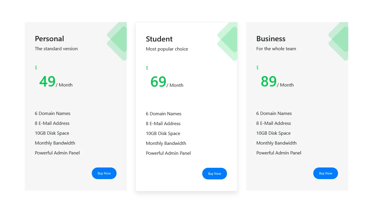 Pricing Tables
