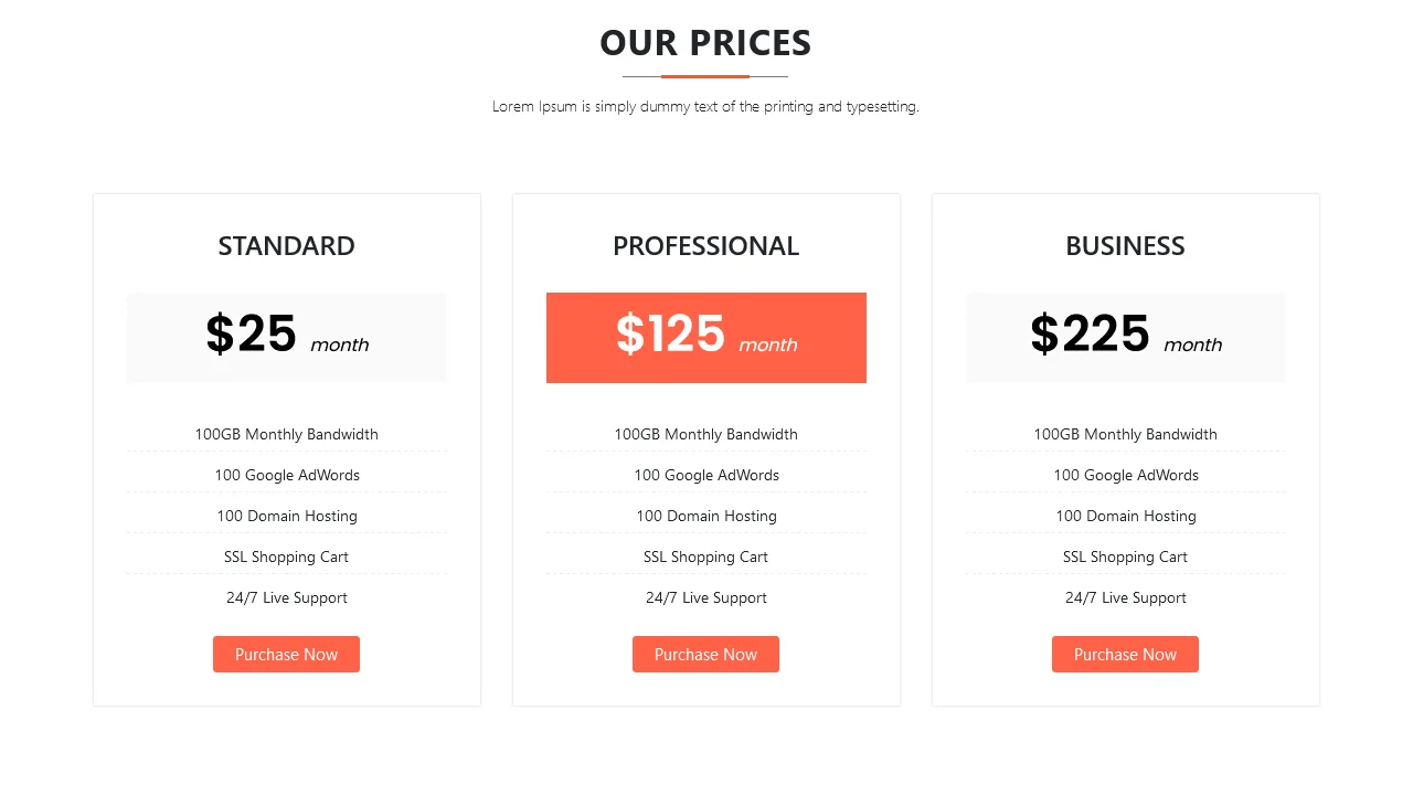 Bootstrap 4 - Pricing Table