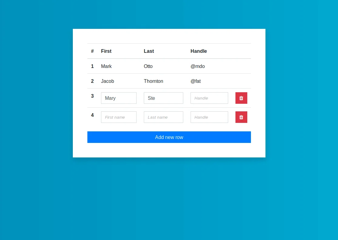 Bootstrap Add Rows To Table