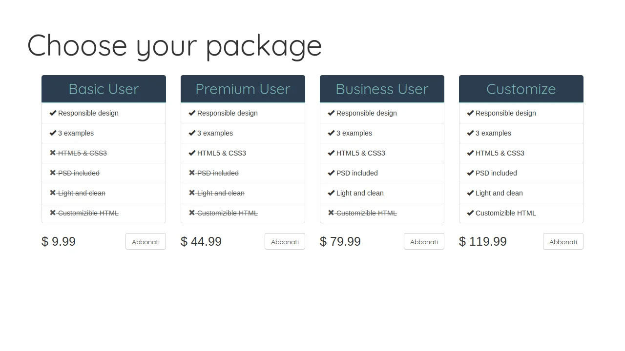 Simple Pricing Tables