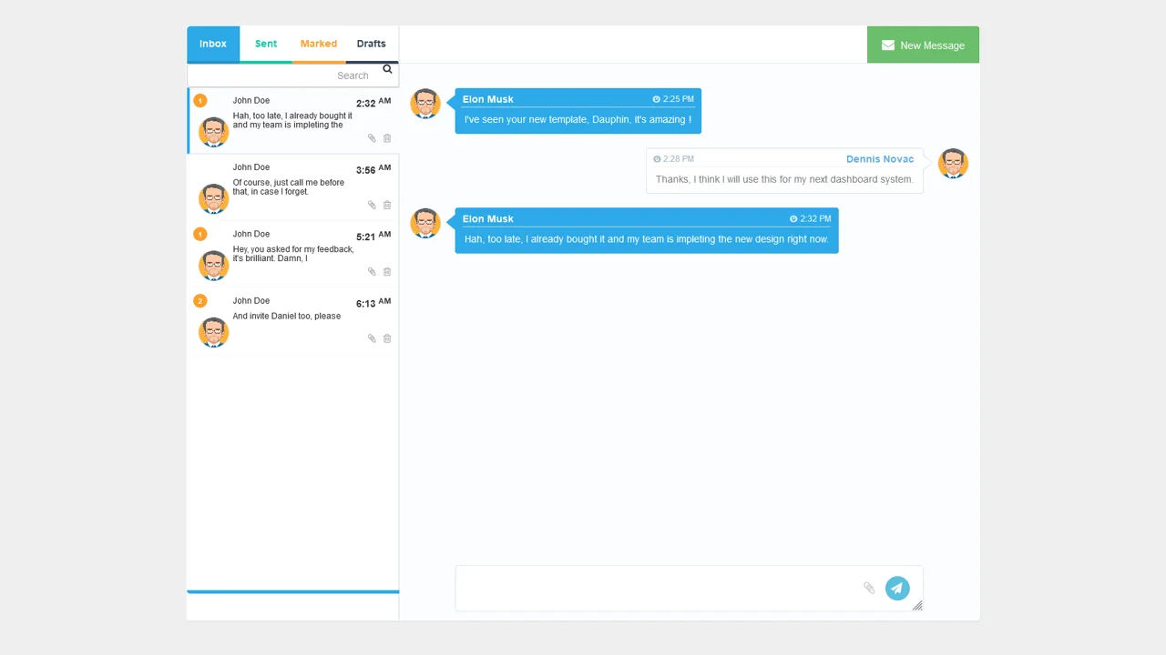 Messages Chat with Tabs