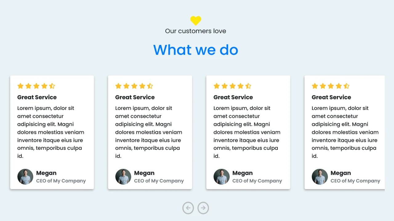 Bootstrap 4 Owl Carousel for User Testimonials