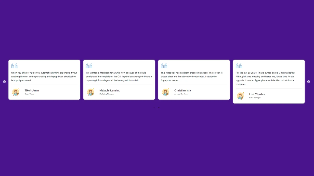 Bootstrap 4 Simple Testimonial Carousel Slider