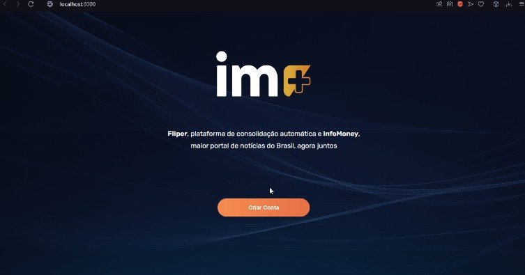 The IM+ application with registration area, news area, financial control