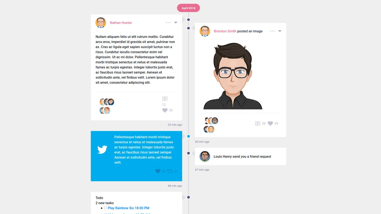 Bootstrap 4 Timeline Widget